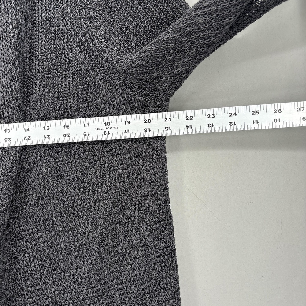 Eileen Fisher Cardigan XL Gray Linen Blend Open Stitch Knit Chain Lightweight - Picture 6 of 9